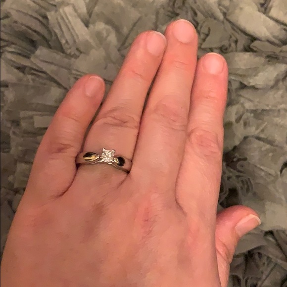 14k Gold Ring Rectangular Mod Brill - Picture 3 of 3